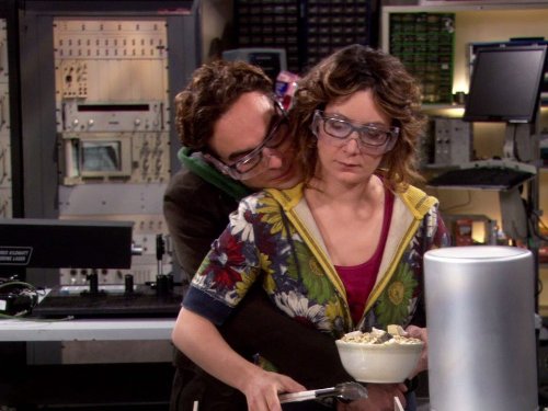 Sara Gilbert and Johnny Galecki in The Big Bang Theory (2007)