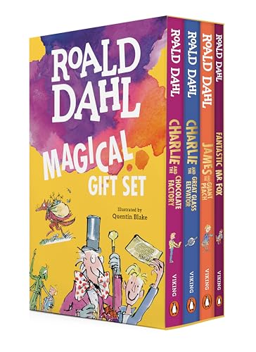 Roald Dahl Magical Gift Boxed Set (4 Books): Charlie and the Chocolate Factory, James and the Giant Peach, Fantastic Mr. Fox,Charlie and the Great Glass Elevator