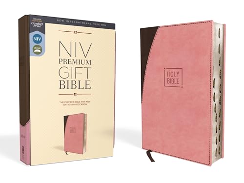NIV, Premium Gift Bible, Leathersoft, Pink/Brown, Red Letter, Thumb Indexed, Comfort Print: The Perfect Bible for Any Gift-Giving Occasion