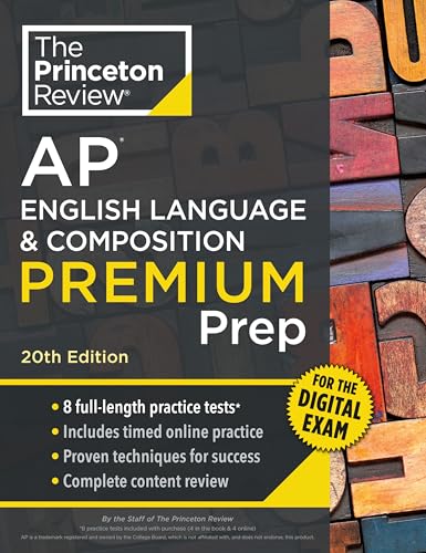 Cover of Princeton Review AP English Language and Composition Premium Prep, 20th Edition