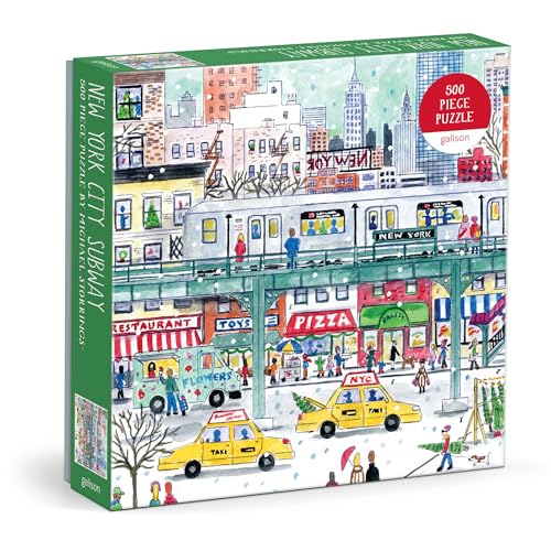 Galison Michael Storrings 500 Piece New York City Jigsaw Puzzle for Adults and Families, Holiday Puzzle with Winter Scenery in New York City