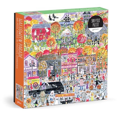 Galison Halloween Parade – 500 Piece Michael Storrings Jigsaw Puzzle Featuring Artwork of A Spooky and Festive Halloween Parade in Salem Massachusetts