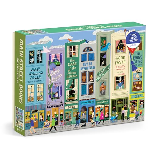 Galison Main Street Books – 1000 Piece Jigsaw Puzzle Featuring Beautiful Artwork of A Book Themed Neighborhood500 Pie