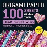 Origami Paper 100 Sheets Hearts Flowers High Quality Doublesided 6 Inches 15 Cm