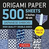 Origami Paper 500 sheets Japanese Shibori 4 (10 cm): Tuttle Origami Paper: Double-Sided Origami Sheets Printed with 12 Different Blue & White Patterns