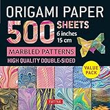 Origami Paper 500 sheets Marbled Patterns 6 (15 cm): Tuttle Origami Paper: Double-Sided Origami Sheets Printed with 12 Different Designs (Instructions for 6 Projects Included)
