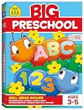 Book cover for “School Zone Big Preschool Workbook Ages 3 to 5, Colors, Shapes, Numbers 110, Early Math, Alphabet, PreWriting, Phonics, Following Directions, and More”