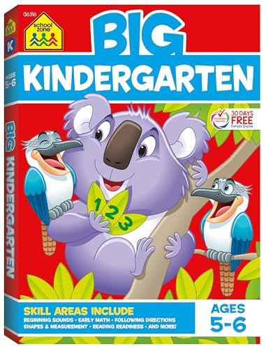 School Zone Big Kindergarten Workbook: 320 Pages, Early Reading and Writing, Numbers 0-20, Basic Math, Matching, Story Order, Ages 5 to 6