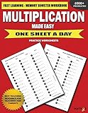 Multiplication Made Easy Fast Learning Memory Booster Workbook One Sheet A Day Practice Worksheets