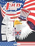 Fourth Of July Activity Book For Kids Ages 48 4th Of July Coloring Hidden Pictures Dot To Dot How To Draw Spot Difference Maze Bookmarks Mask Puzzle Books For Kids Ages 48