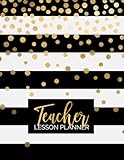Teacher Lesson Planner Weekly And Monthly Calendar Agenda Academic Year August July Includes Quotes Holidays Gold Black White Striped 20202021