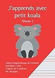 J'apprends Avec Petit Koala: Cahier A5   4 Lignes De Couleurs   Interligne 5mm   Cahier D'%C3%A9criture Pour Dyspraxiques, Dyslexiques Et Dysgraphiques