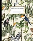 Composition Notebook Wide Ruled Lined Paper Notebook Journal Exotic Trees And Animals Workbook For Girls Kids Teens Students For Back To School And Home College Writing Notes