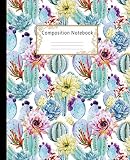 Composition Notebook Wide Ruled Lined Paper Notebook Journal Pretty Watercolor Cactus Workbook For Girls Kids Teens Students For Back To School And Home College Writing Notes