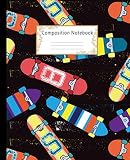 Composition Notebook Wide Ruled Lined Paper Notebook Journal Bright Skateboard Workbook For Boys Girls Kids Teens Students For Back To School And Home College Writing Notes