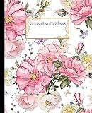 Composition Notebook Wide Ruled Lined Paper Notebook Journal Watercolor Pink Roses Workbook For Boys Girls Kids Teens Students For Back To School And Home College Writing Notes