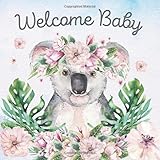 Welcome Baby Baby Shower Guest Book Cute Baby Koala Animal Jungle Sarafi Tropical Rainforest Theme