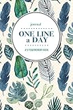 Journal One Line A Day A 5year Memory Book 5year Journal 5year Diary Floral Notebook For Keepsake Memories And Journaling Feather And Palm Pattern