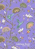 Address Book With Tabs A5 Medium Contact Notebook Organizer Az Alphabetical Tabs Hummingbird Floral Vintage Design Blueviolet
