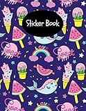 Sticker Book Cute Kawaii Rainbow Unicorn Food Ice Cream Sticker Book For Kids Large Blank Pages Notebook