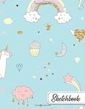 Sketchbook Pretty Large Blank Sketchbook With Ample Crisp White Pages For Drawing Sketching Doodling And More Cute Extra Large Xl Notebook With A Unicorn Rainbow Cloud Design Elements