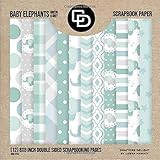 Baby Elephants Green Grey Scrapbook Paper 12 8x8 Inch Double Sided Scrapbooking Pages Book Style Crafters Delight By Leska Hamaty