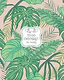 Todo Checklist Large Todo List Notebook With Checkboxes For Daily Tasks And Staying Organized Green Palms On Soft Pink