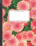 Unruled Composition Notebook: Dahlias, Cute Composition Notebook, Large Notebook 8.5 x 11, (21.59 x 27.94 cm), Pages Numbered, 120 Unlined Pages, Draw and Write Journal, Soft Matte Journal Cover