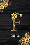 F Journal Sunflower Journal Monogram Letter F Blank Lined Diary With Interior Pages Decorated With More Sunflowers