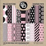 Pink Black Boho Patterned Scrapbook Paper 18 8x8 Inch Double Sided Scrapbooking Pages Book Style Crafters Delight By Leska Hamaty