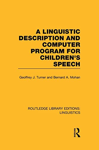 Cover of Linguistic Description and Computer Program for Children's Speech