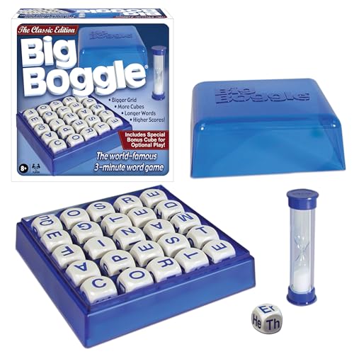 Big Boggle with 5x5 Grid and 25 Letter Cubes by Winning Moves Games USA, Thought Provoking Word Game Bigger Than the Original, for 2 or More Players, Ages 8+ (1147)