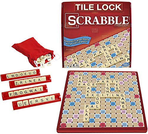 Tile Lock Scrabble by Winning Moves Games USA, Innovative Gameboard Locks Tiles in Place, for 2 to 4 Players, Ages 8 and Up