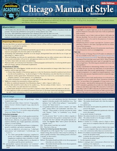 Chicago Manual of Style Guidelines - 18th edition: a QuickStudy Laminated Reference Guide