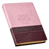 Kjv Holy Bible Thinline Large Print Bible Pink And Brown Faux Leather Bible Wribbon Marker Red Letter Edition King James Version