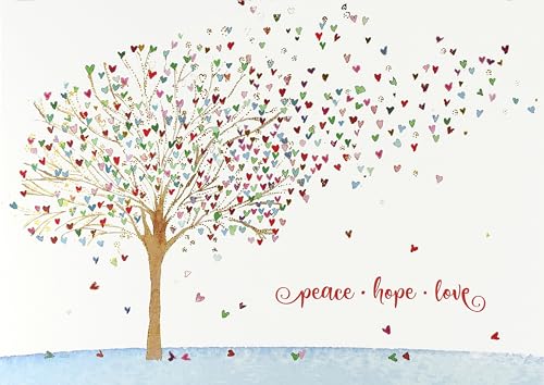 PETER PAUPER PRESS Festive Tree of Hearts Deluxe Boxed Holiday Cards (20 cards, 21 self-sealing envelopes)