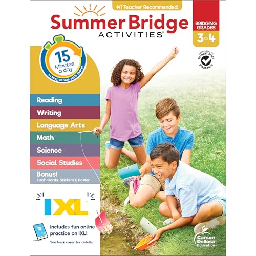Cover of Summer Bridge Activities 3rd to 4th Grade Workbook, Activity Book With Math, Language Arts, Reading Comprehension, Science, S