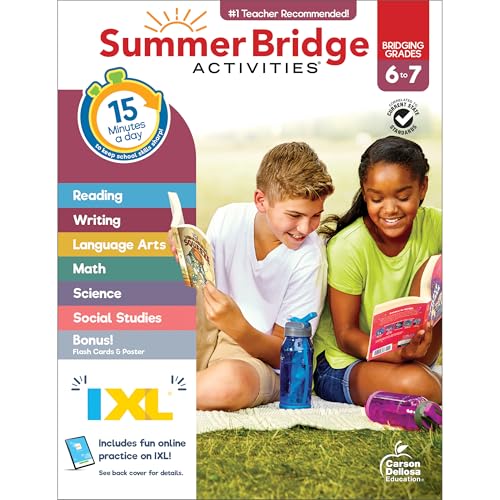 Cover of Summer Bridge Activities 6th to 7th Grade Workbooks All Subjects, Middle School Books With Math, Language Arts, Reading Compr