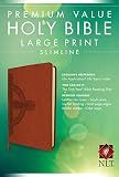 Premium Value Slimline Bible Large Print Nlt Cross Leatherlike Sienna