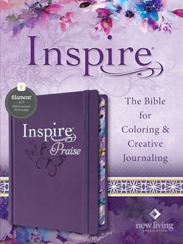 Inspire PRAISE Bible NLT, Filament Enabled (Hardcover LeatherLike, Purple): The Bible for Coloring & Creative Journaling