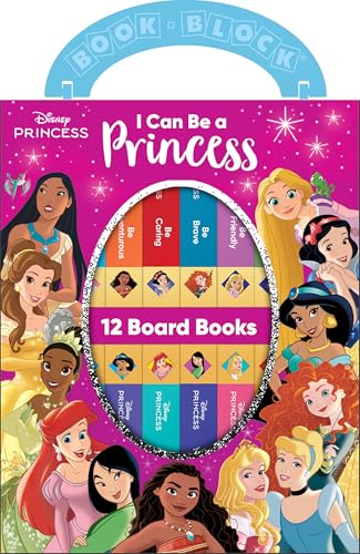 Disney Princess - I Can Be Princess My First Library Board Book Block 12-Book Set Teaches Positive Traits Like Caring, Friendliness, Curiosity, and More! - PI Kids