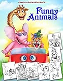 Funny Animals Grayscale Coloring Book