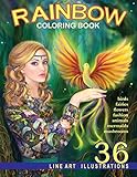 Rainbow Line Art Coloring Book Coloring Book For Adults