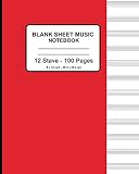 Blank Sheet Music Notebook Manuscript Paper Red 8 X 10 Musicians Blank Sheet Music Notebook 100 Pages Manuscript Paper Standard 12 Stave Durable Cover