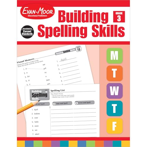 Evan-Moor Building Spelling Skills, Grade 3 - Homeschooling & Classroom Resource Workbook, Reproducible Worksheets, Teaching Edition, Spelling Strategies, Reading and Writing Skills