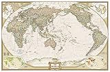 National Geographic World Executive Pacific Centered Enlarged Wall Map Laminated 73 X 48 Inches National Geographic Reference Map