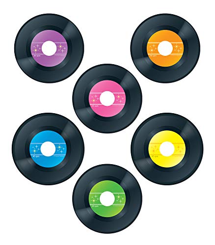 Carson Dellosa 45-Piece Vinyl Records Cutouts, Colorful Cardstock Disco Groovy Party Decorations, Retro Cut-Outs for Bulletin Board, Birthday Party, and Classroom Decor