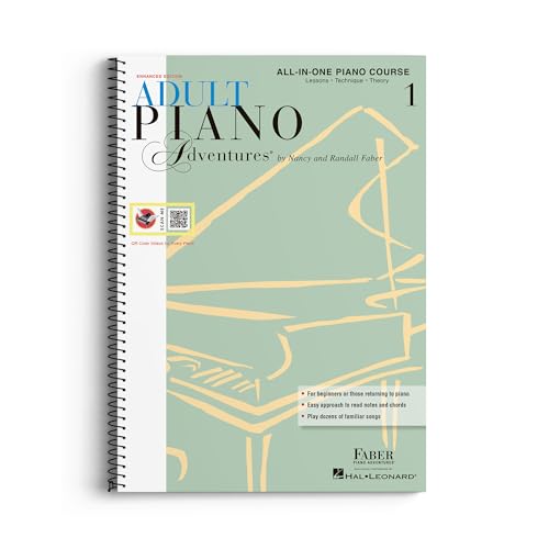 Adult Piano Adventures: All in One Course - Book 1 | Faber Beginner Method Piano Book for Adults with Chords and Music Notation | Piano Sheet Music and Theory for Self Learners With Digital Audio