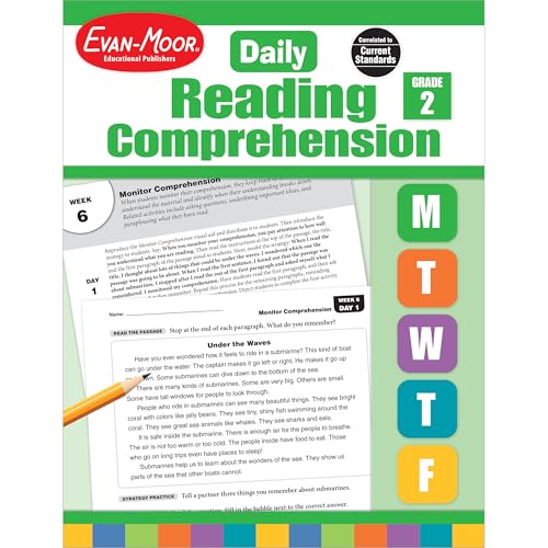 Evan-Moor Daily Reading Comprehension, Grade 2 - Homeschooling & Classroom Resource Workbook, Reproducible Worksheets, Teaching Edition, Fiction and Nonfiction, Lesson Plans, Test Prep