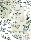 20202029 Ten Year Planner Nature Watercolor Frame 10 Year Monthly Calendar Organizer Notebook Time Management Monthly Schedule Journal Goals Logbook At A Glance 20202029 Planner